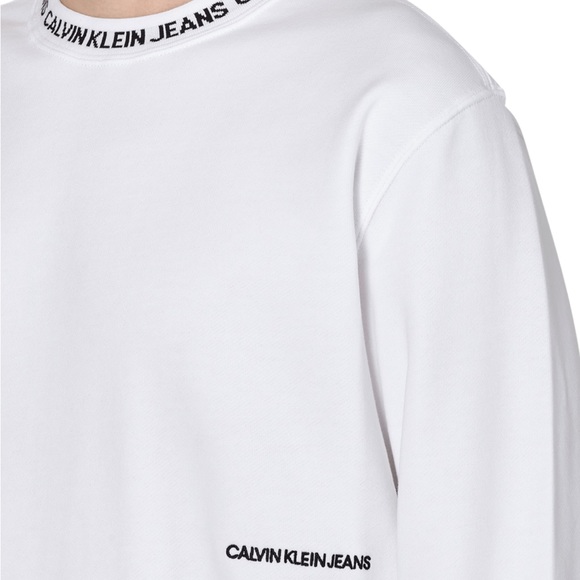 Calvin Klein White Institutional Logo Crewneck Sweatshirt Size S - Picture 4 of 7